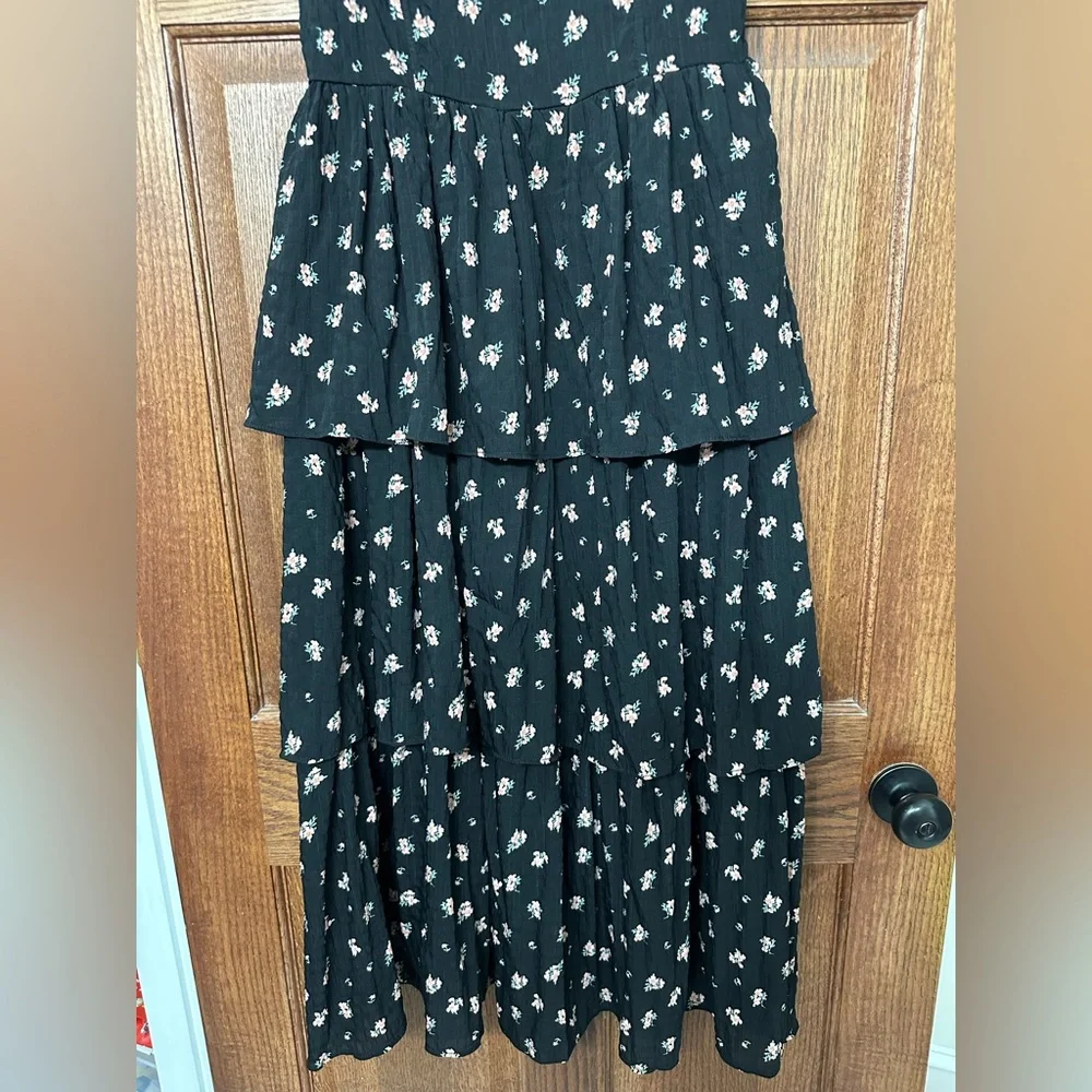 Talulah Black Tiered Dress with Pink Floral Print - Picture 3 of 6